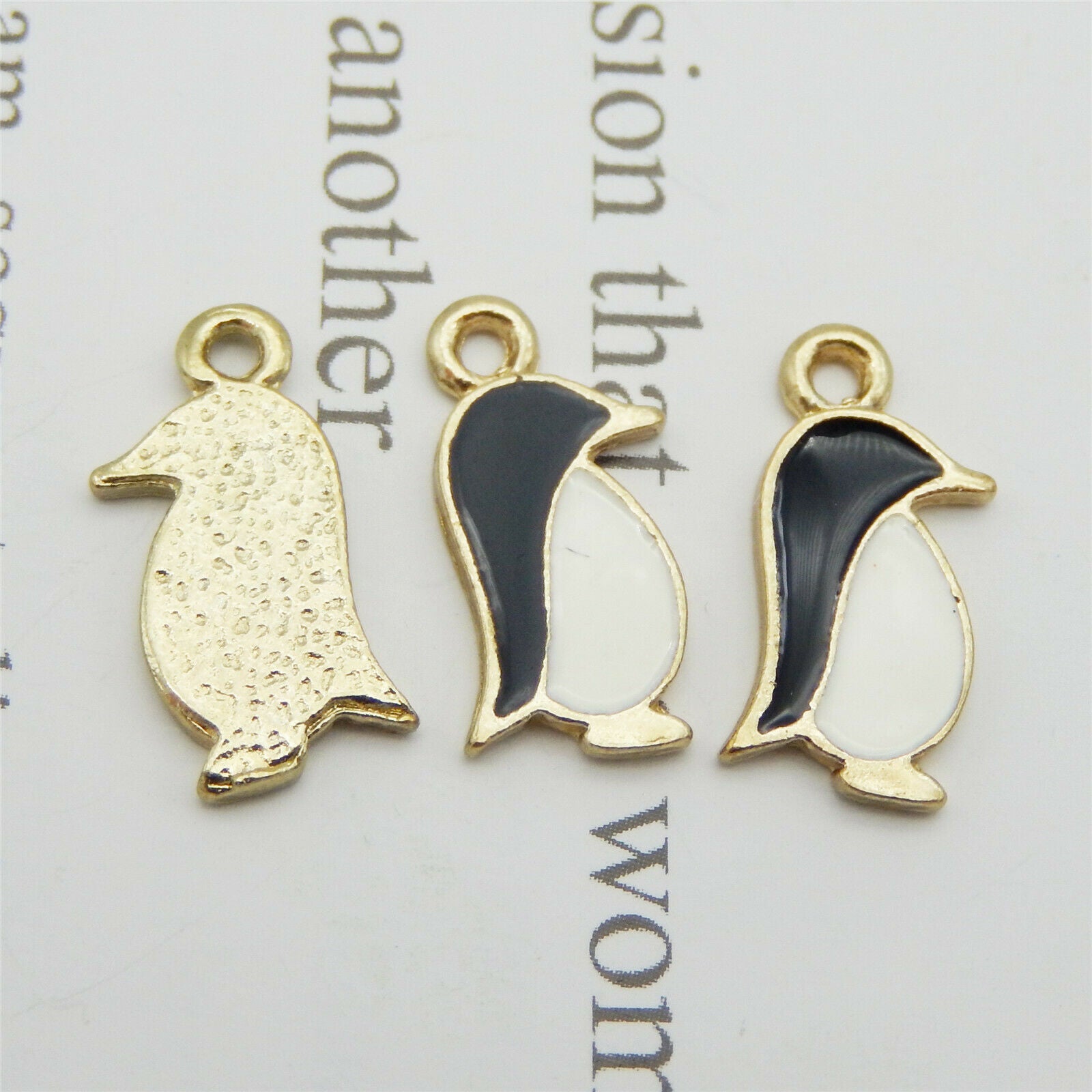 30PCS Enamel Colorful Alloy Animal Penguin 15x9mm Charms Pendant DIY Findings