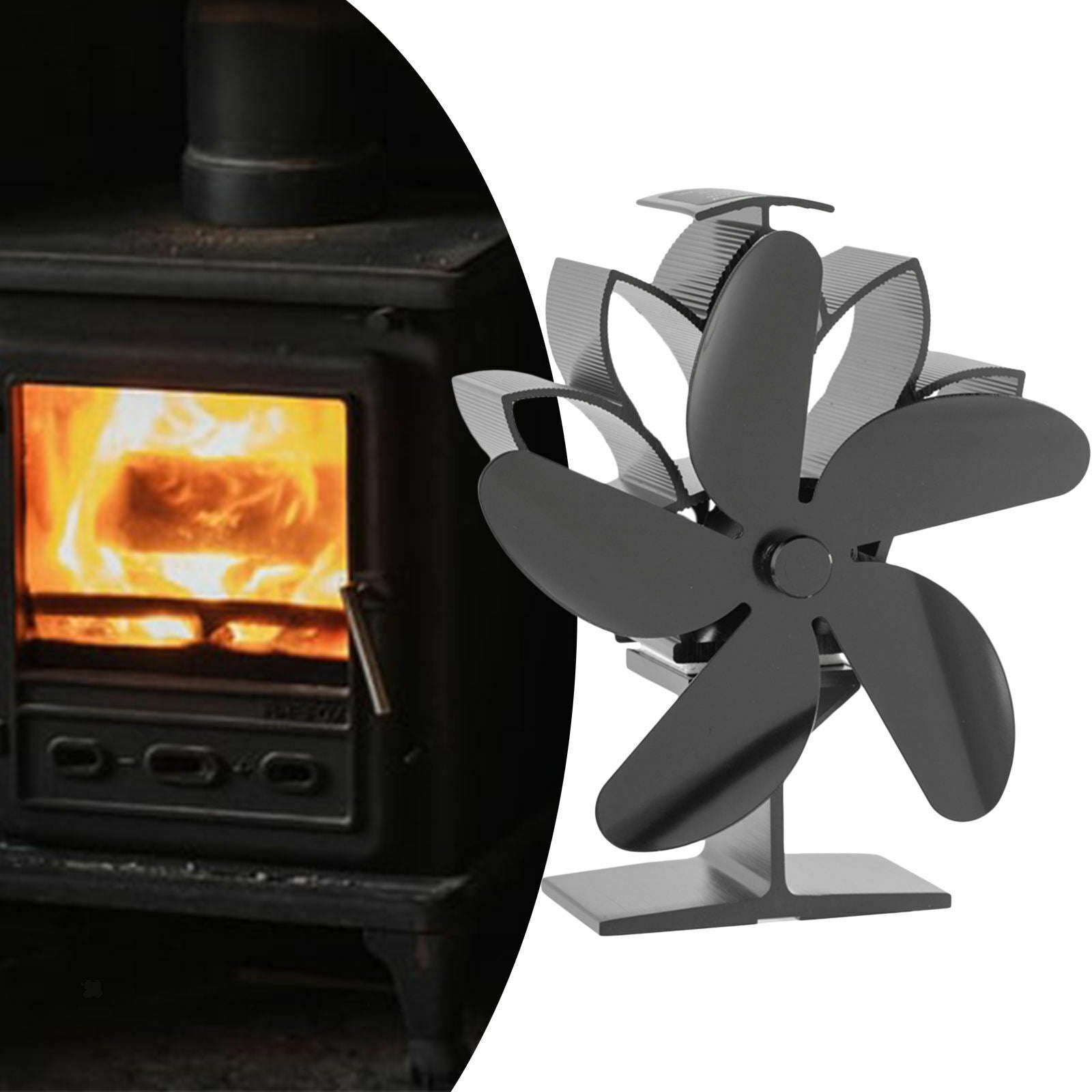 Heat Powered 5 Blade Stove Fan Eco Friendly Fireplace Heated Air Circulation