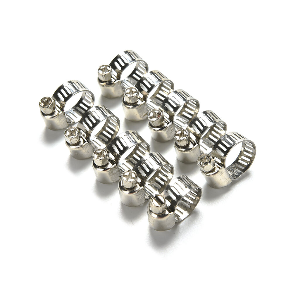 10PCS CARS MOTORCYCLE FUEL LINE JUBILEE HOSE CLAMP PETROL PIPE CLIPS 8-12m.l8