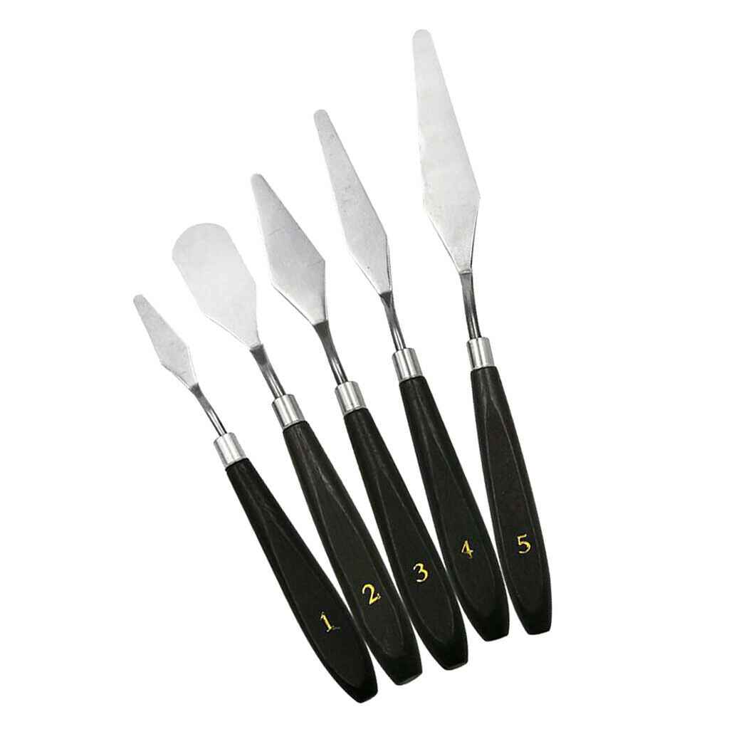 5-piece paint scraper set stainless steel and wooden spatula set for