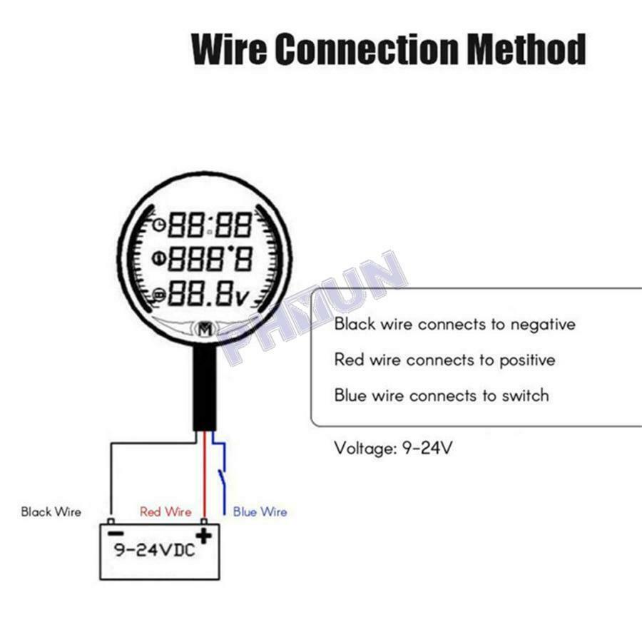 Universal Motorcycle ATV Voltmeter Thermometer LED Clock Display USB Charger