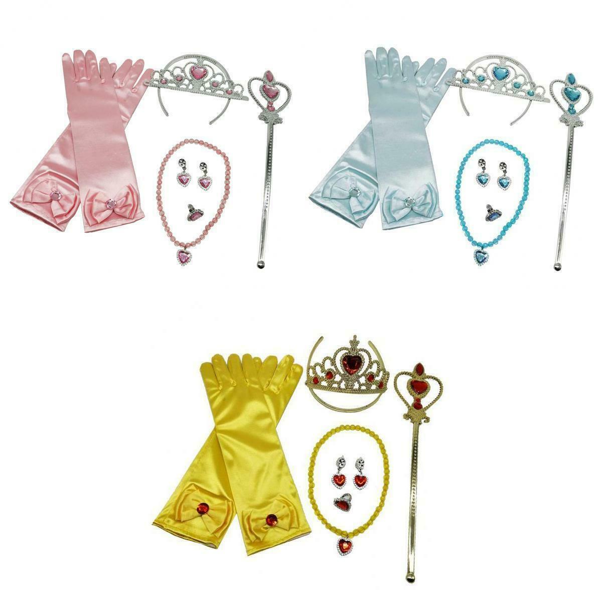 3Sets Cute Kids Princess Belle Costume Props Wand Tiara Jewerly Kit Holiday