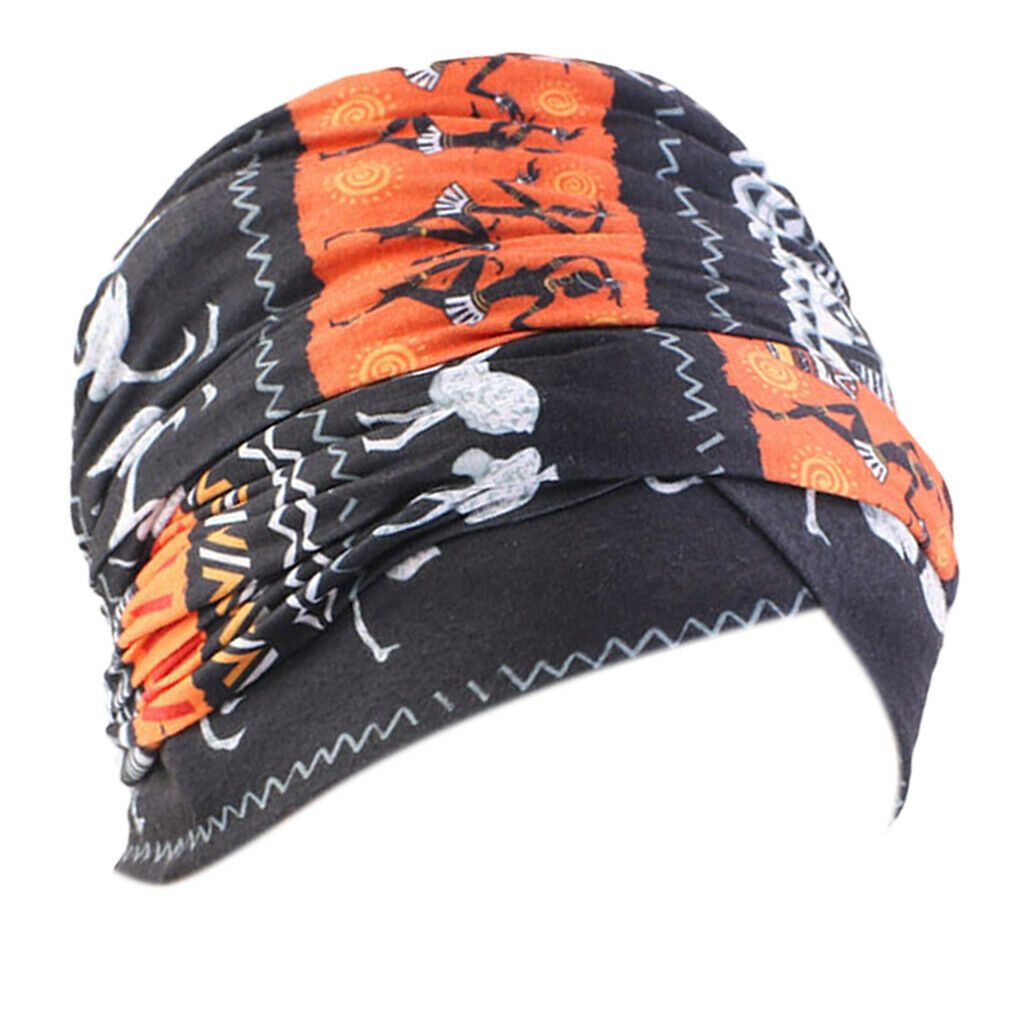 2pcs Women's Chemo Turban Beanie Bow Cotton Stretch Hats Printed Headband