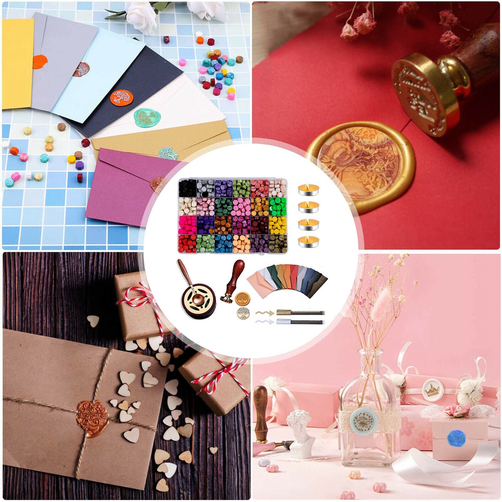 Retro Wax Sealing Beads Stamp Kit Letter DIY Scrapbooking Gift Seal Set