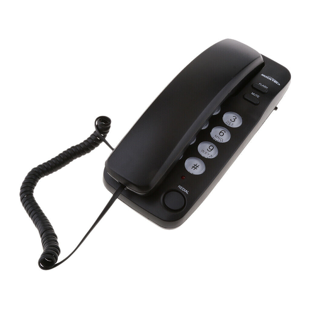 Multifunction Mini Corded Desk Phone Office Fixed Business Wired Black