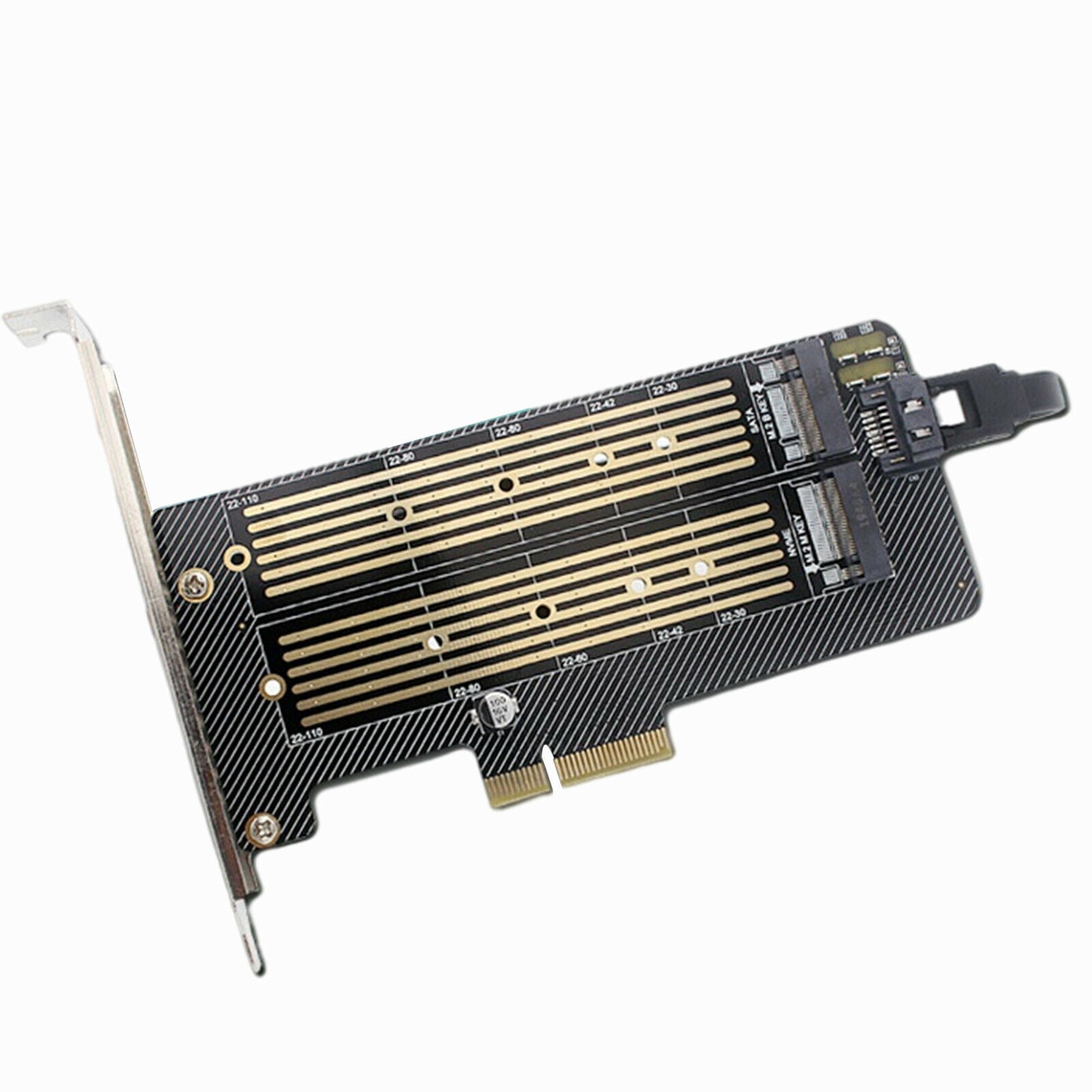 Dual PCIe to M.2 NVME Adapter M Key B Key For Desktop PC M.2 SATA SSD 2240