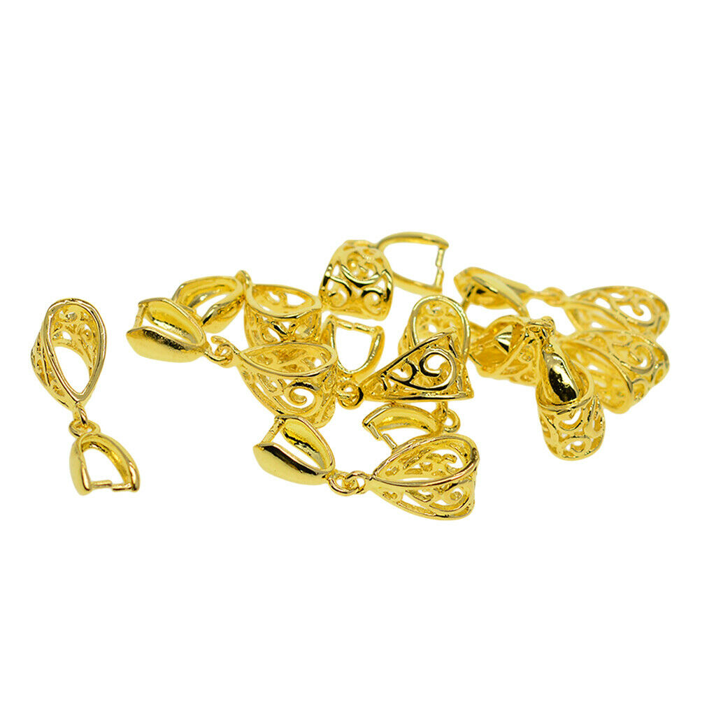 10Pcs Golden Pinch Bail Clasp Slide Pendant Necklace Connector Hanging Craft