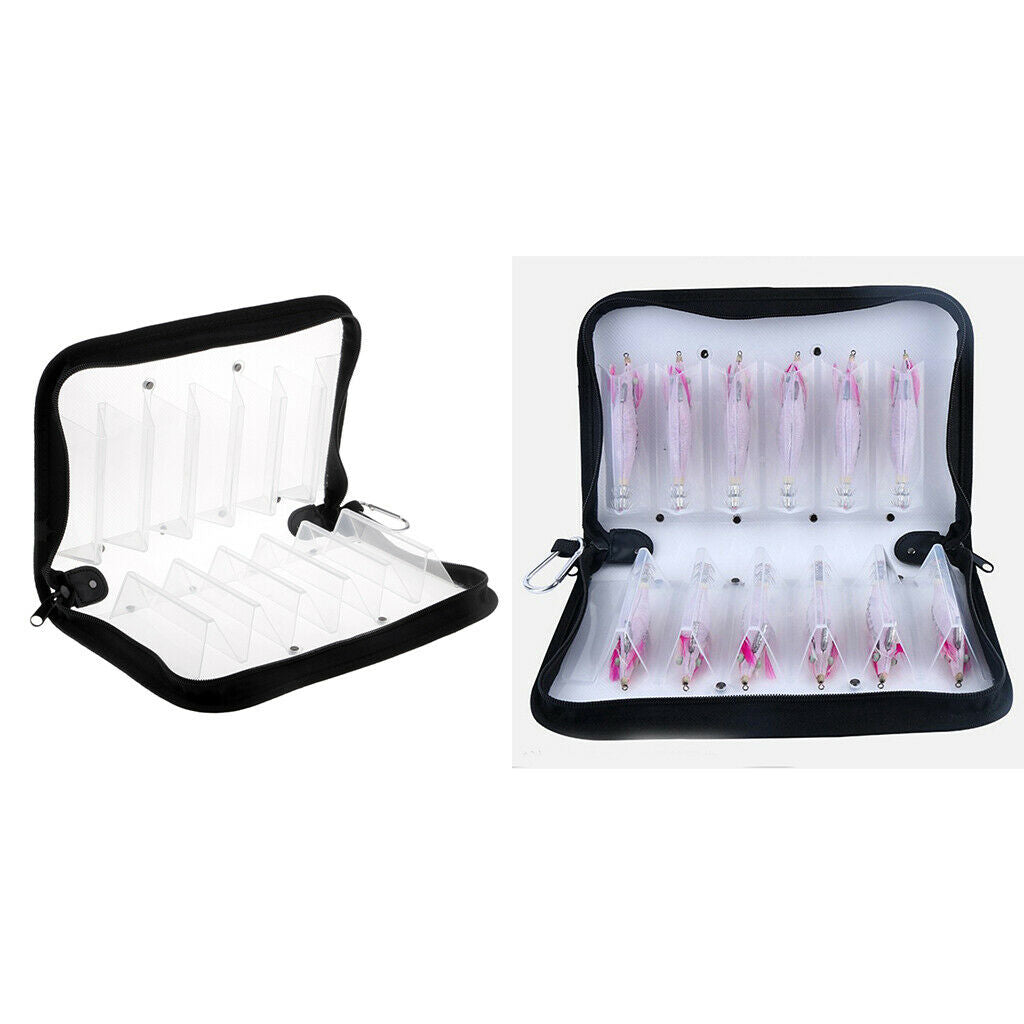 2pcs Fishing Utility Box Lures Squid Jig Wallet Storage Bag 12 Compartments