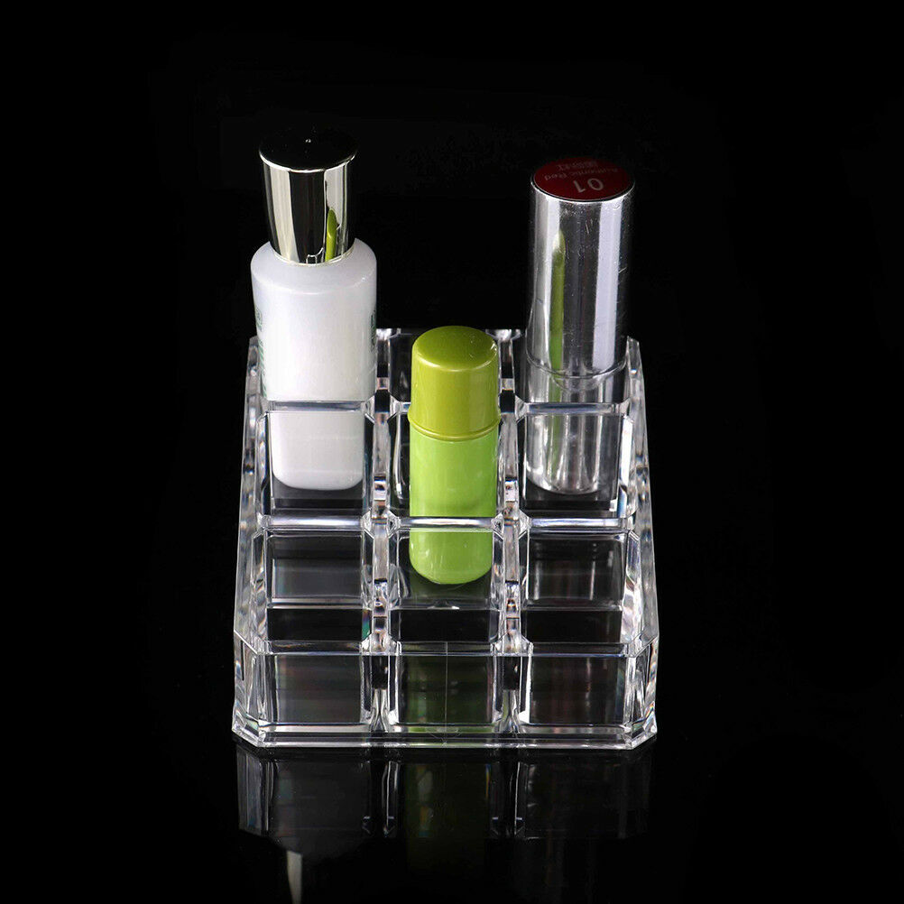 Clear Acrylic 9 Lipstick Holder Display Cosmetic Organizer Makeup Case Storag SJ