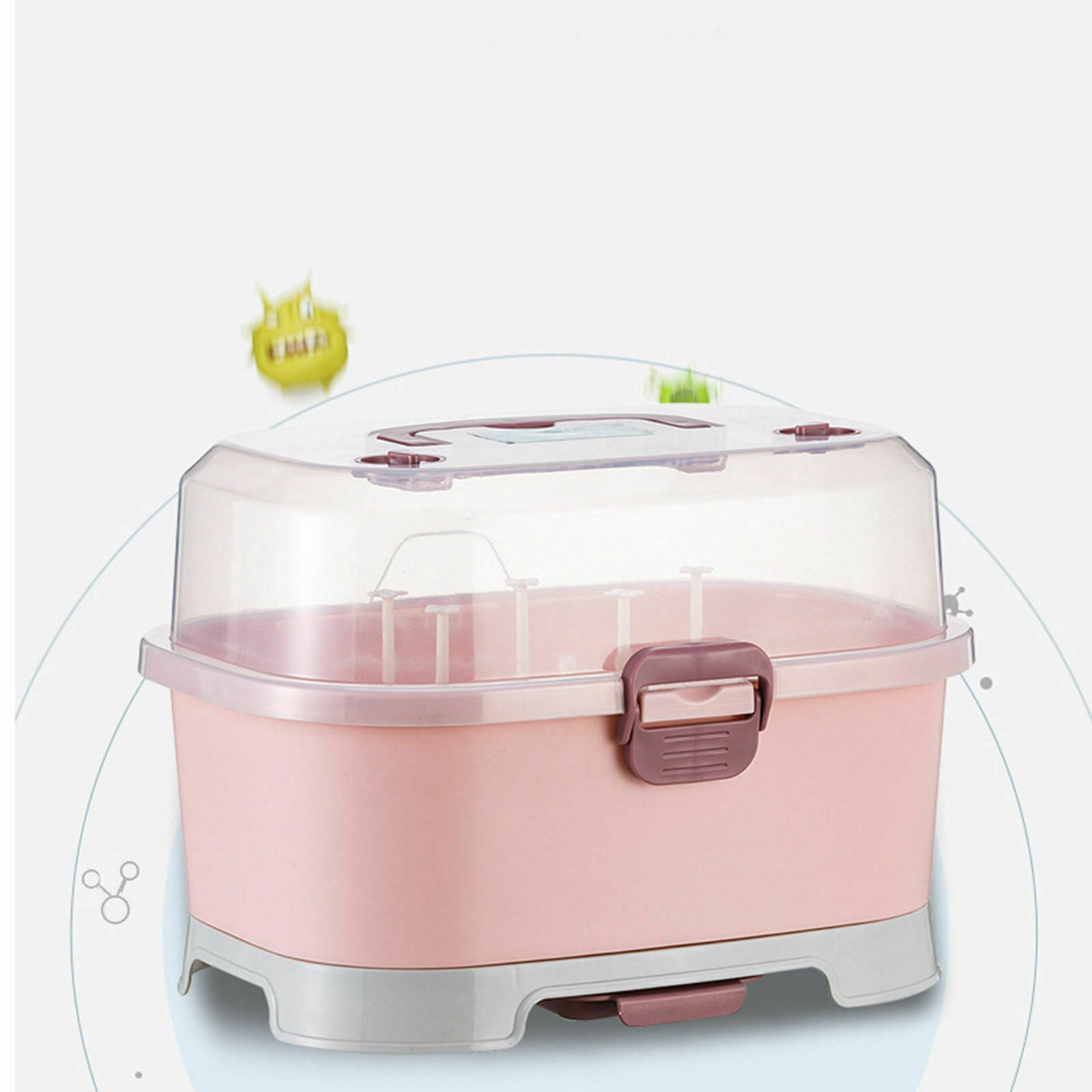 Baby Bottle Drying Rack Organizer Box Cutlery Container Home Kitchen Travle Pink