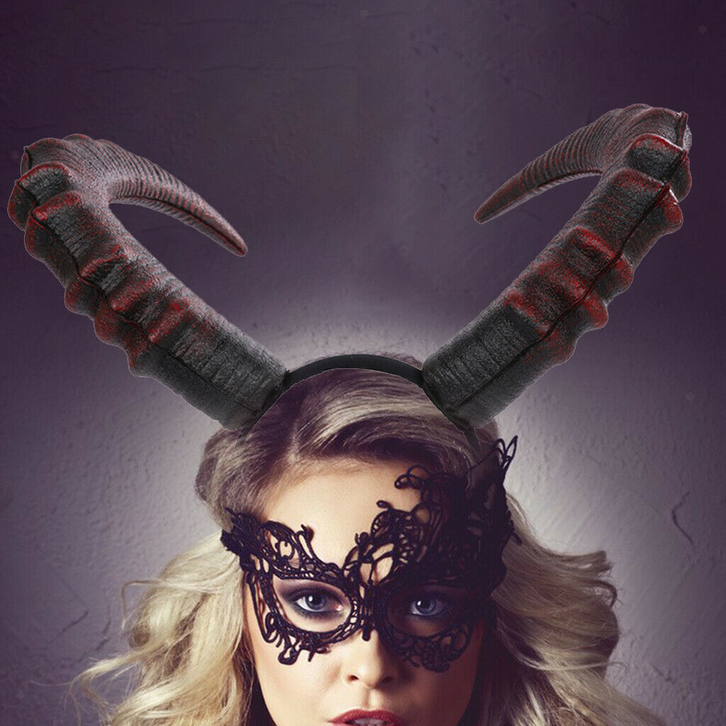 Devil Horn Headband Headpiece Devil Ox Horn Hair Hoop for Halloween Costume