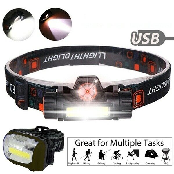 Super Bright LED Headlamp Rechargeable Head light Flashlight Camping Waterproof