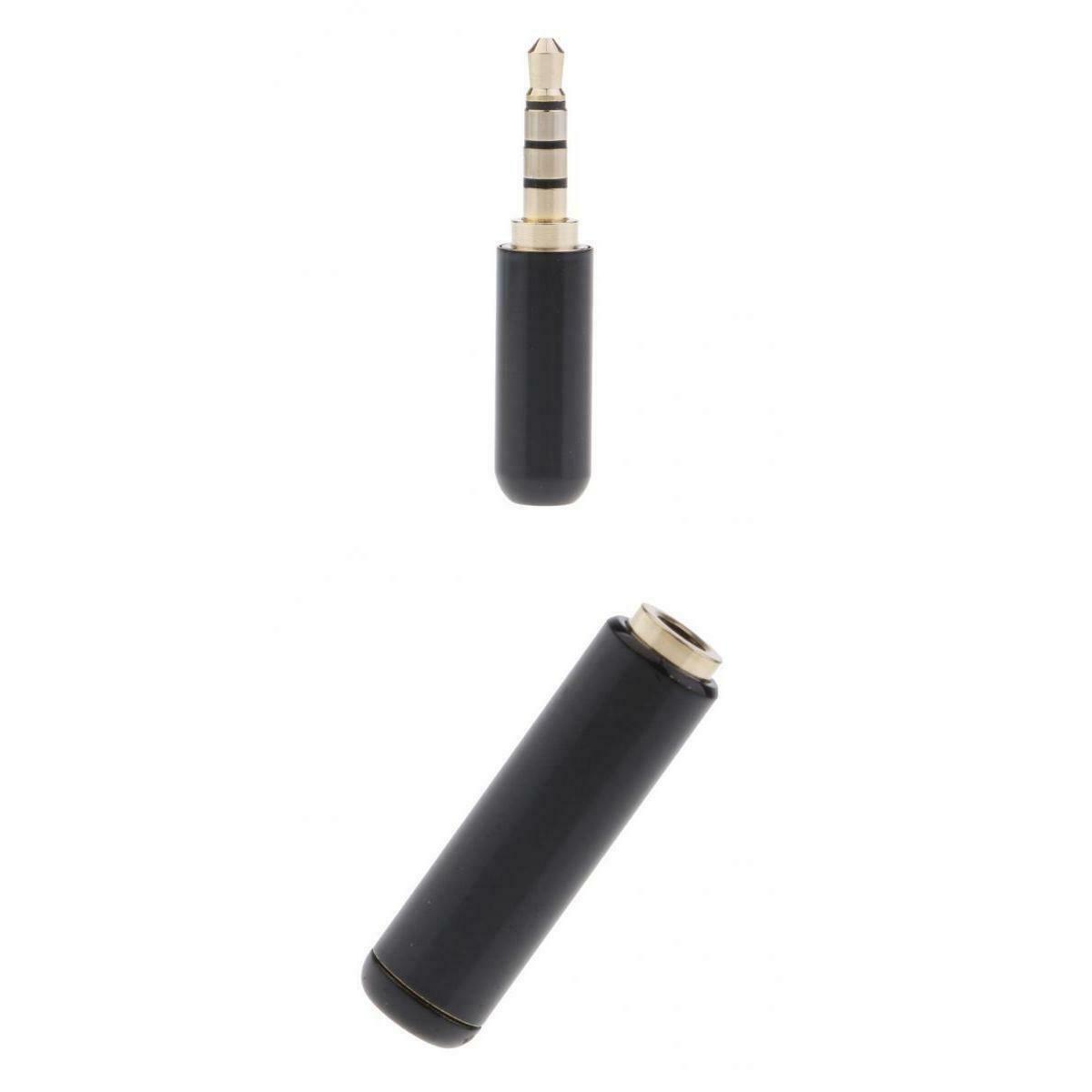 2 Pieces 3.5mm 4-pole Female & Male Plug Audio Cable Connector Adapter Black