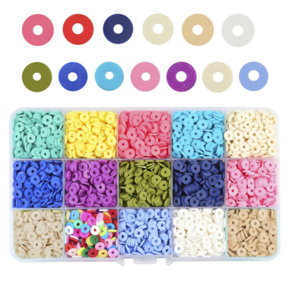15 Grid 6mm Round Beads Chip Disk Loose Spacer for DIY Jewelry Making Bracelets
