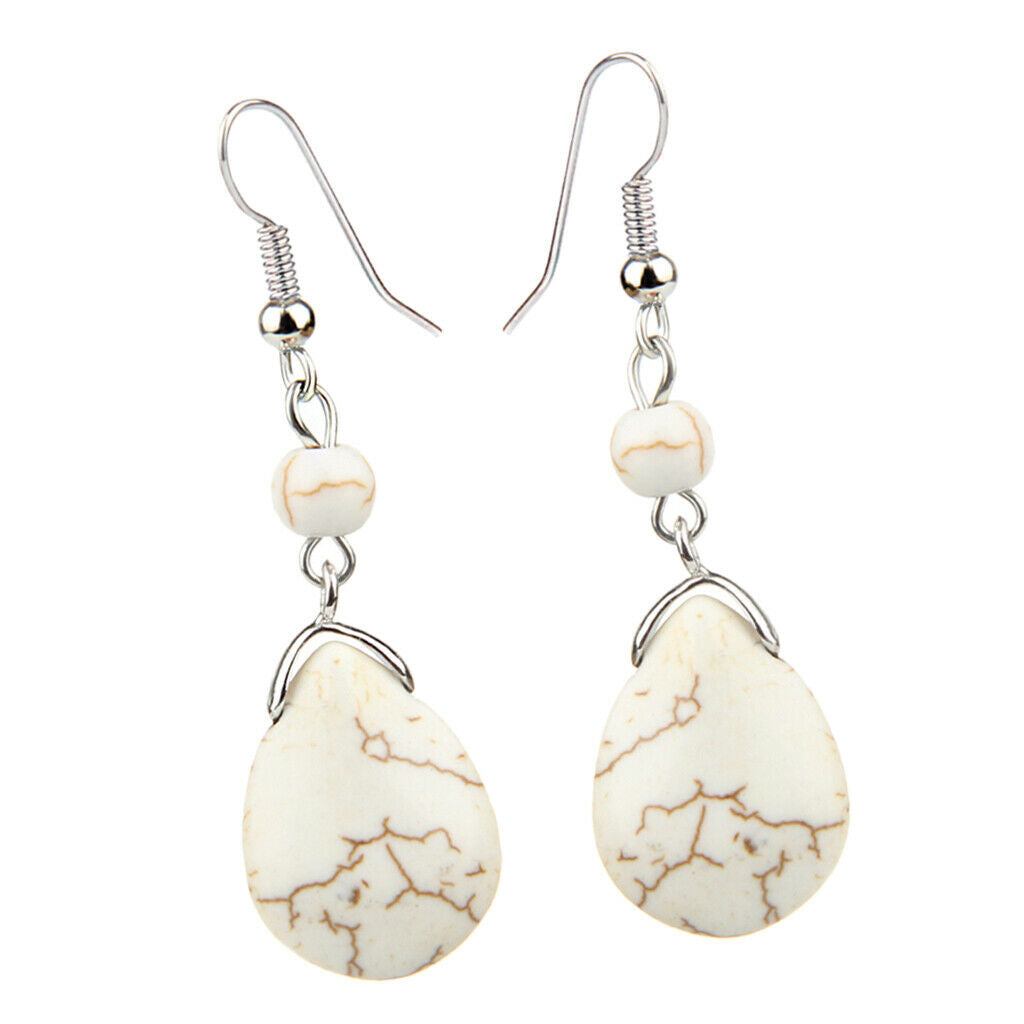 Temperament Texture Turquoise Earrings Bridal Dangle Drop Ear Rings White