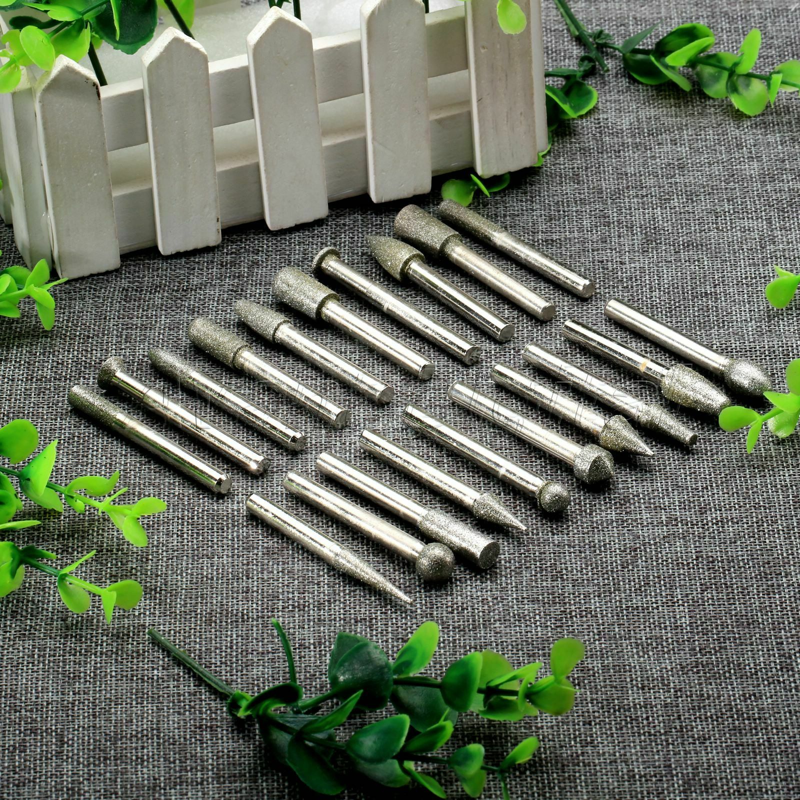 20pcs Diamond Coated Rotary Points Grinding Cutting Burrs Drill Bit Grinder Tool