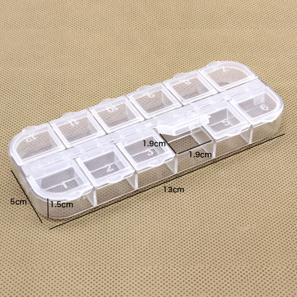 12 Compartment Plastic Storage Case Nail Art Jewelry Container Organizer B.l8