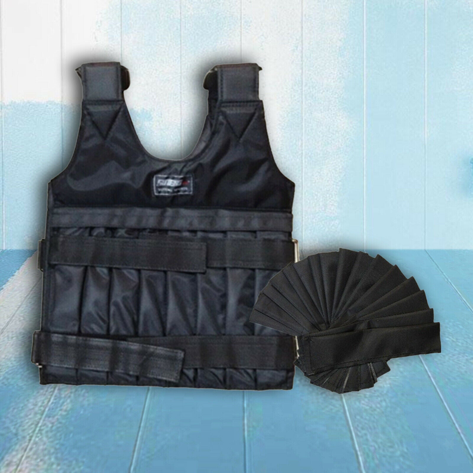 20kg Adjustable Weighted Workout Vest Fitness Training Empty Waistcoat Black