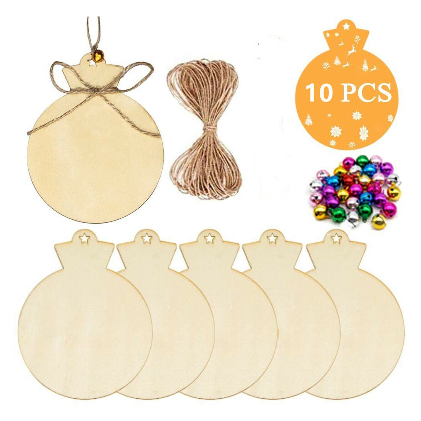 10x Min Wooden Shapes Unfnished Baubles Wood Pieces Scrapbooking for Crafts