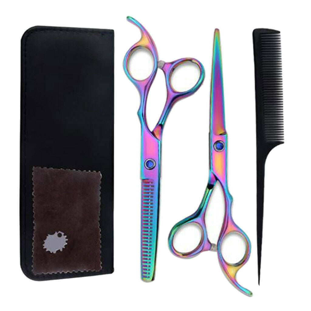 6Pieces Professional Scissors Thinning Shears Comb Storage Case Home Kits