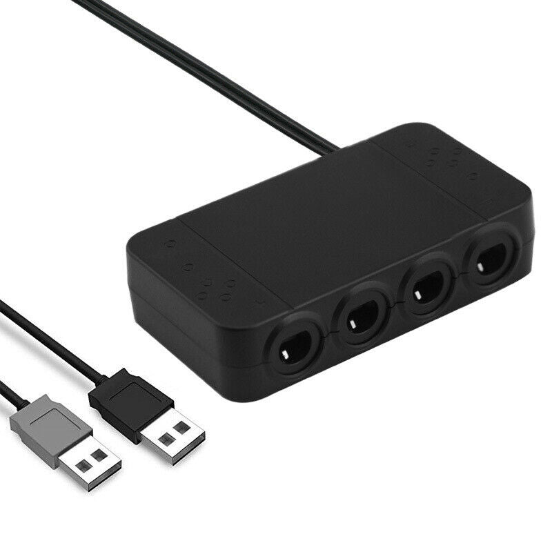 Black 4 Ports USB Adapter Converter for Nintendo Wii U/PC/NGC/Switch Controllers