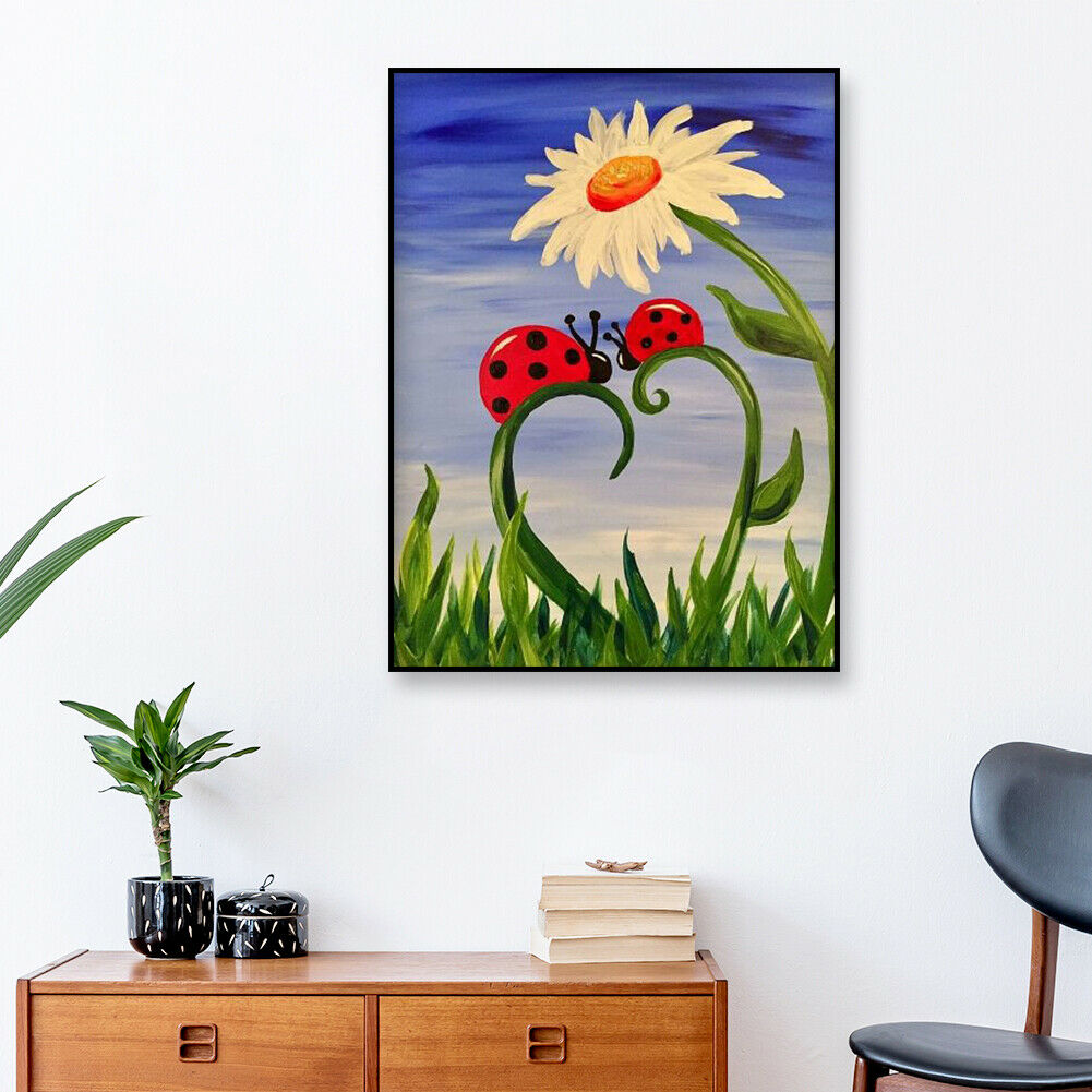 DIY Artwork Diamond Painting 5D Full Round Drill Kit Two Ladybugs Pictures @