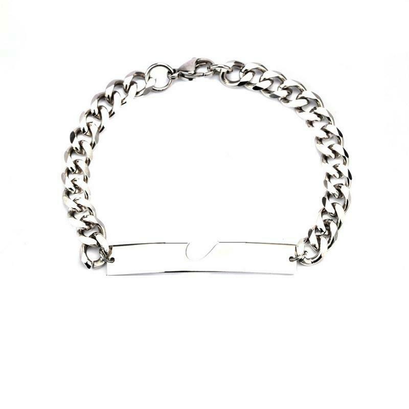 2Pcs/Set Geometric Heart-shaped Puzzle Bracelet Stainless Steel Cuba NK Chain
