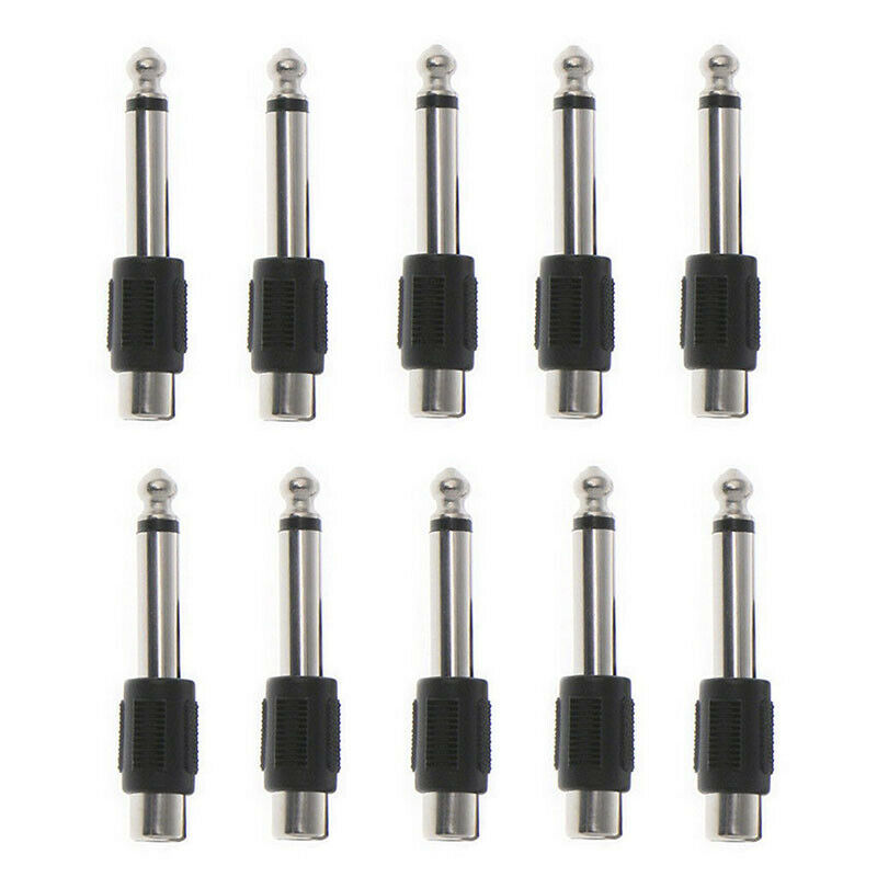 10 Pcs RCA Female Jack To 6.35mm 1/4" Male Mono Plug Audio Adapter Connect.DD