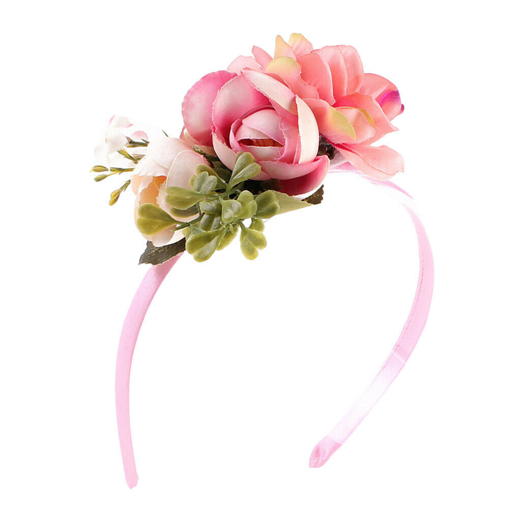 Handmade bride Floral Flower Crown Headband Garland Hair Accessories Pink
