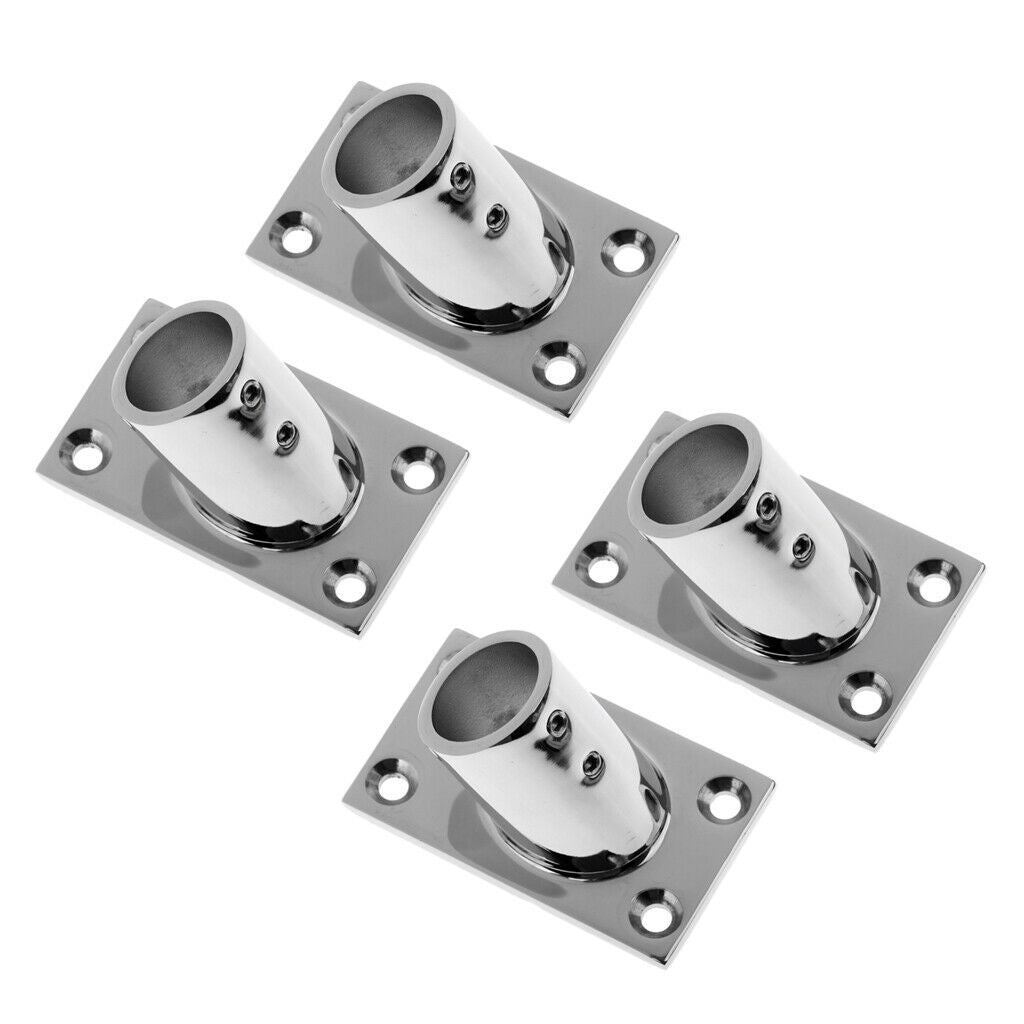 4 PCS Marine Stainless Steel Boat Deck Handrail Square Base 60 Degree - 7/8