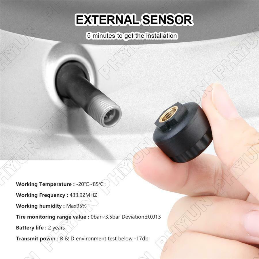 Battery Digital LCD Car TPMS Tire Pressure Monitoring System +4 External Sensors
