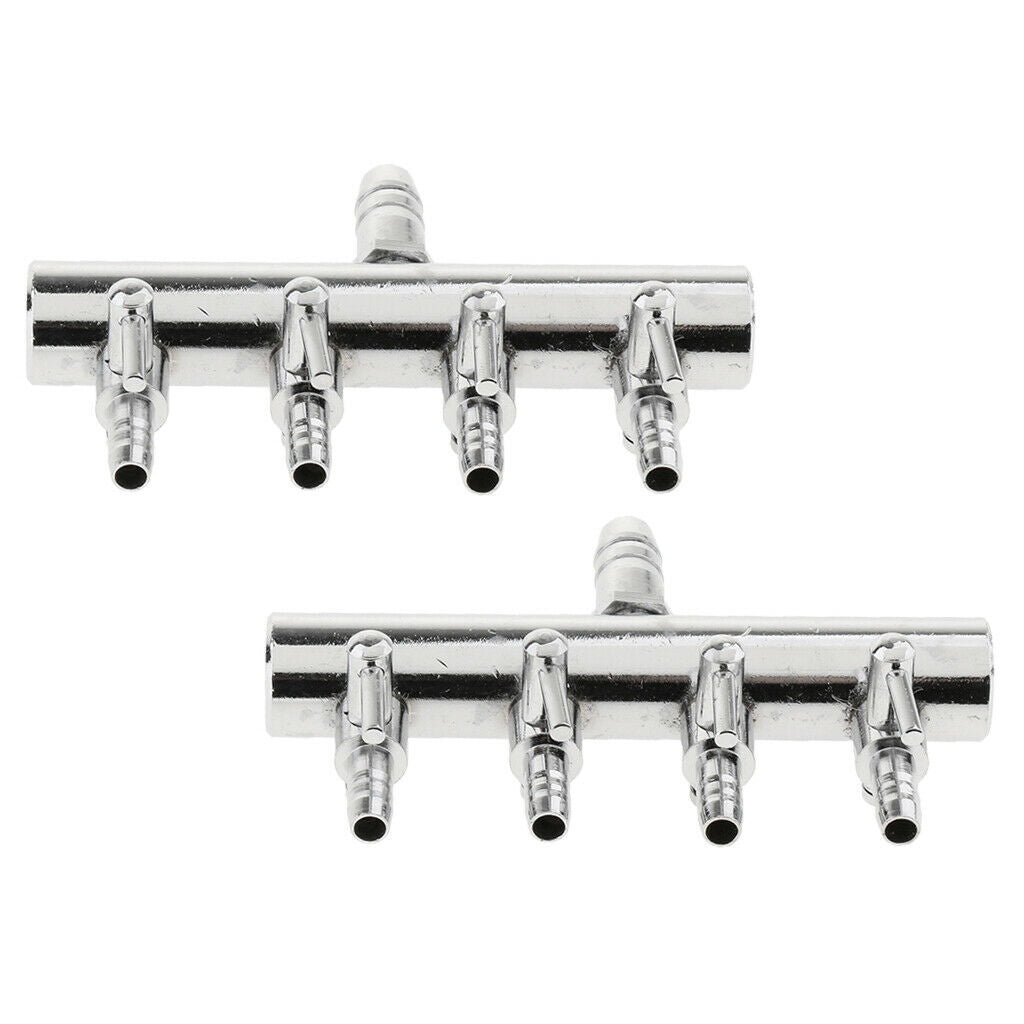 2pcs Stainless Steel Aquarium Fish Tank Air Flow Lever Control Valve 4 Way