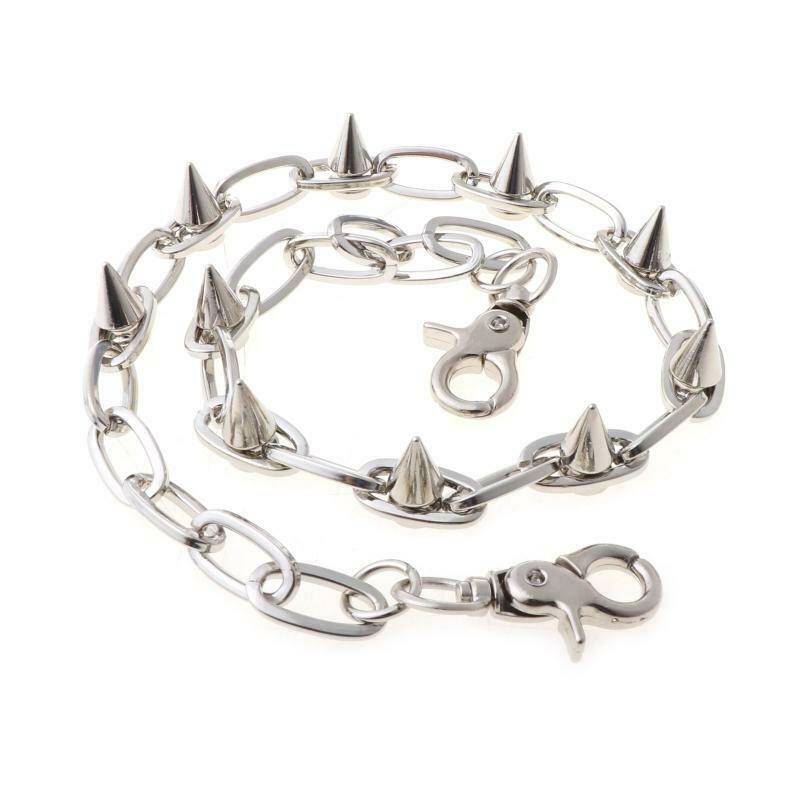 Punk Spike Jeans Pants Chain Secure Travel Wallet Chain Link Coil Leash Jewelry