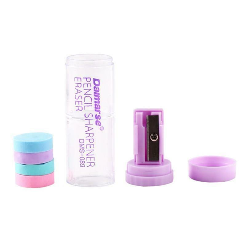 5 Pack 2-in-1 Pencil Sharpener with 4 pcs Mini Colorful Eraser for Class Rewards
