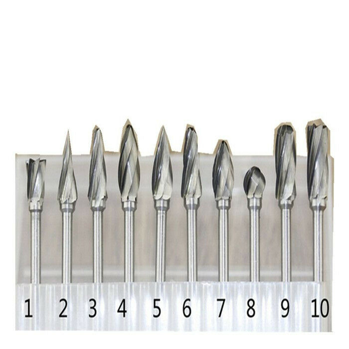 10 x Tungsten Carbide Rotary Burr SET 1/8'' Shank Rotary Tool for DIY Woodwork