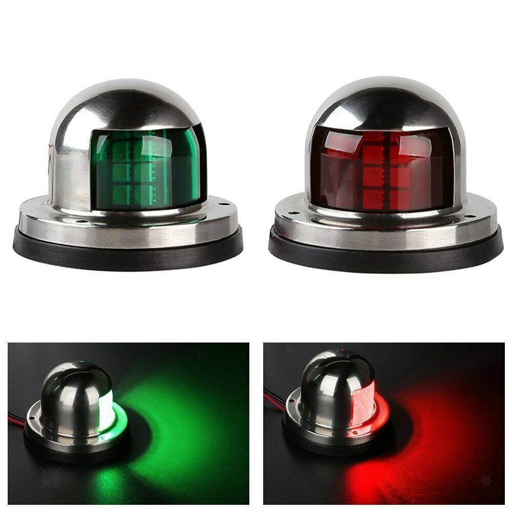 Pack Red & Green Boat Yacht LED Light 12V Stainless Steel Navigation Lamp