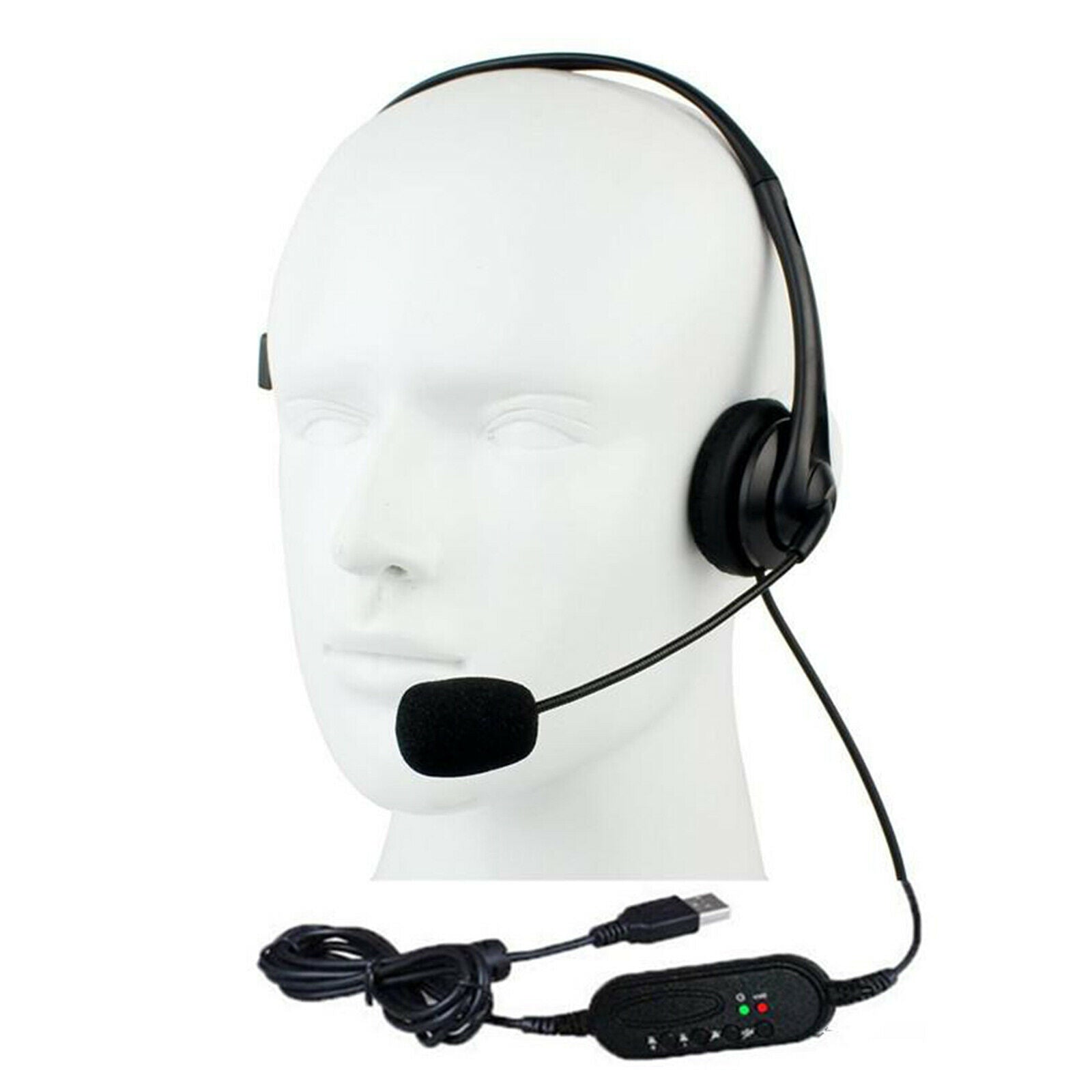 USB Headset with Noise Cancelling Microphone and Adjustable Volume Control for