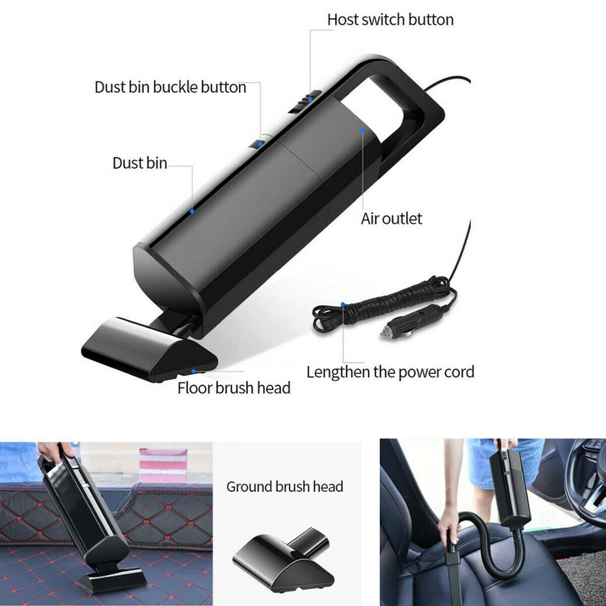 120W 4000Pa High-Power Car Vacuum Cleaner Portable Handheld Home Car Accessories
