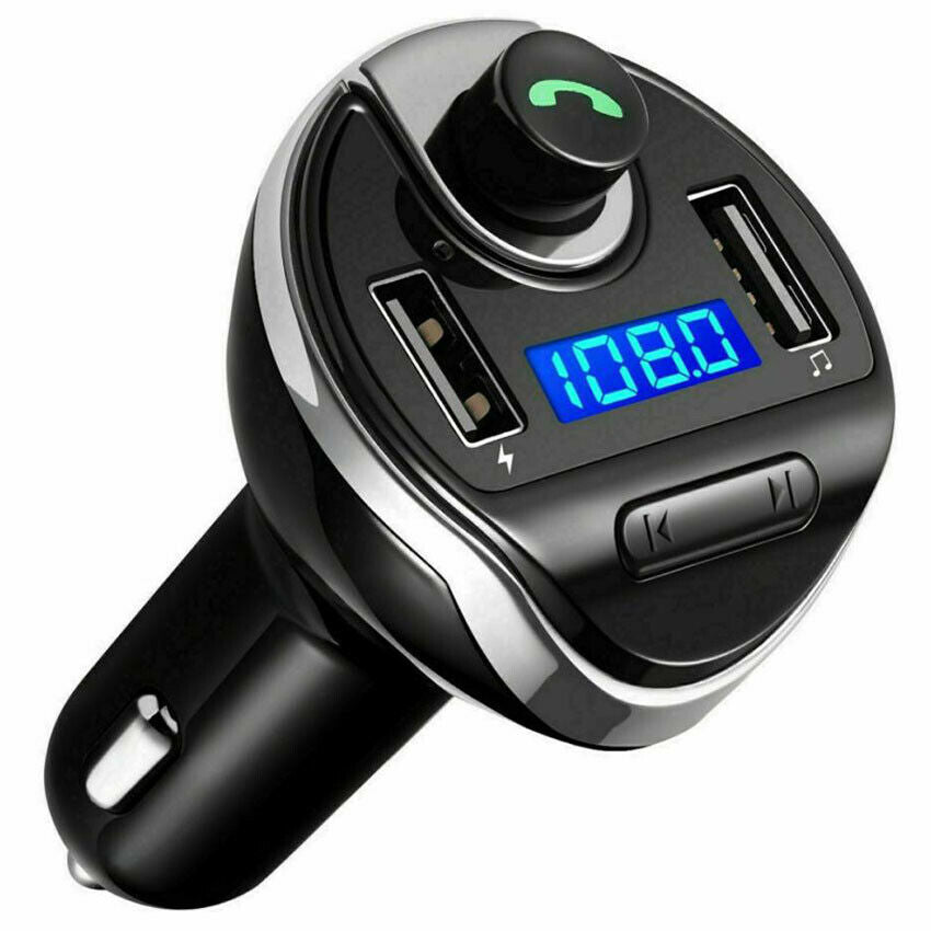 Wireless In-Car Bluetooth FM Transmitter MP3 Radio Adapter Fast 2USB Charger