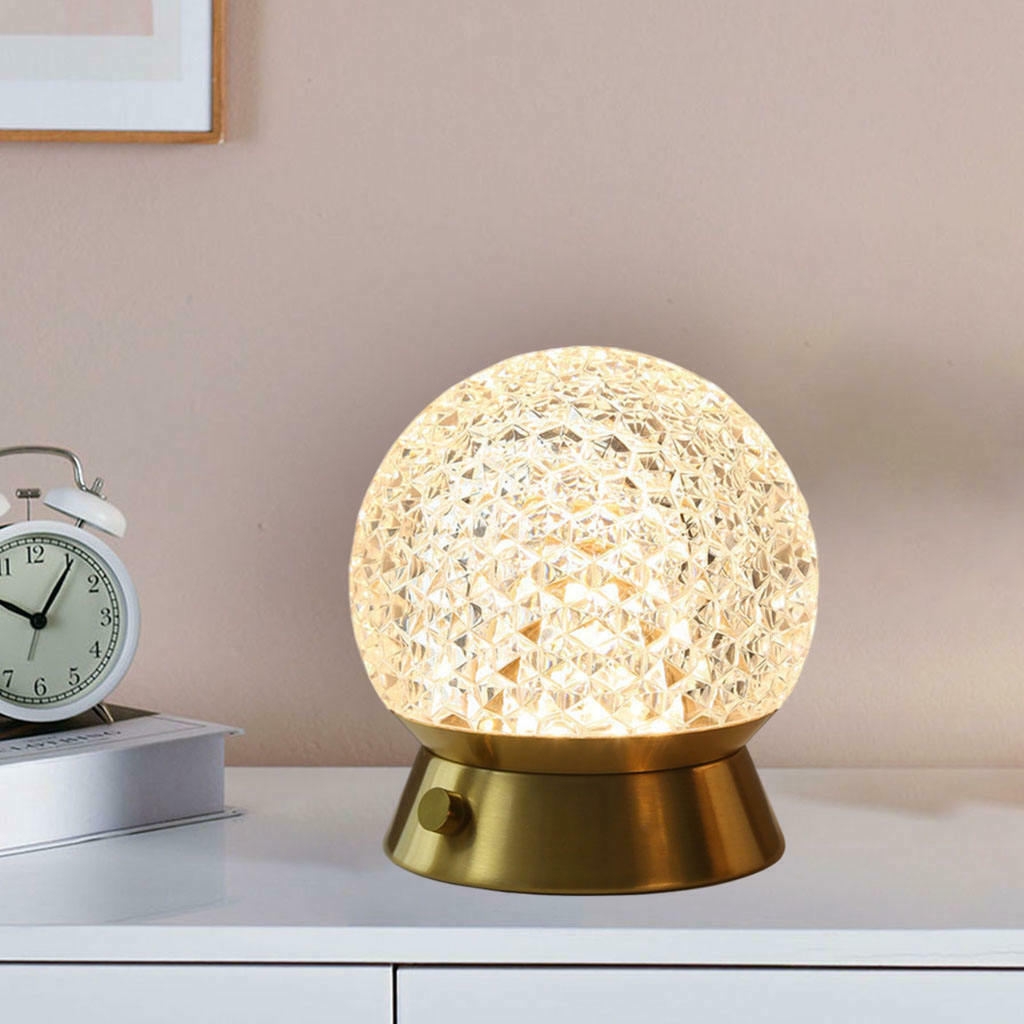 Crystal Desk Lamp Craft Rechargeable Dimmable Decor for NightStand Bedroom