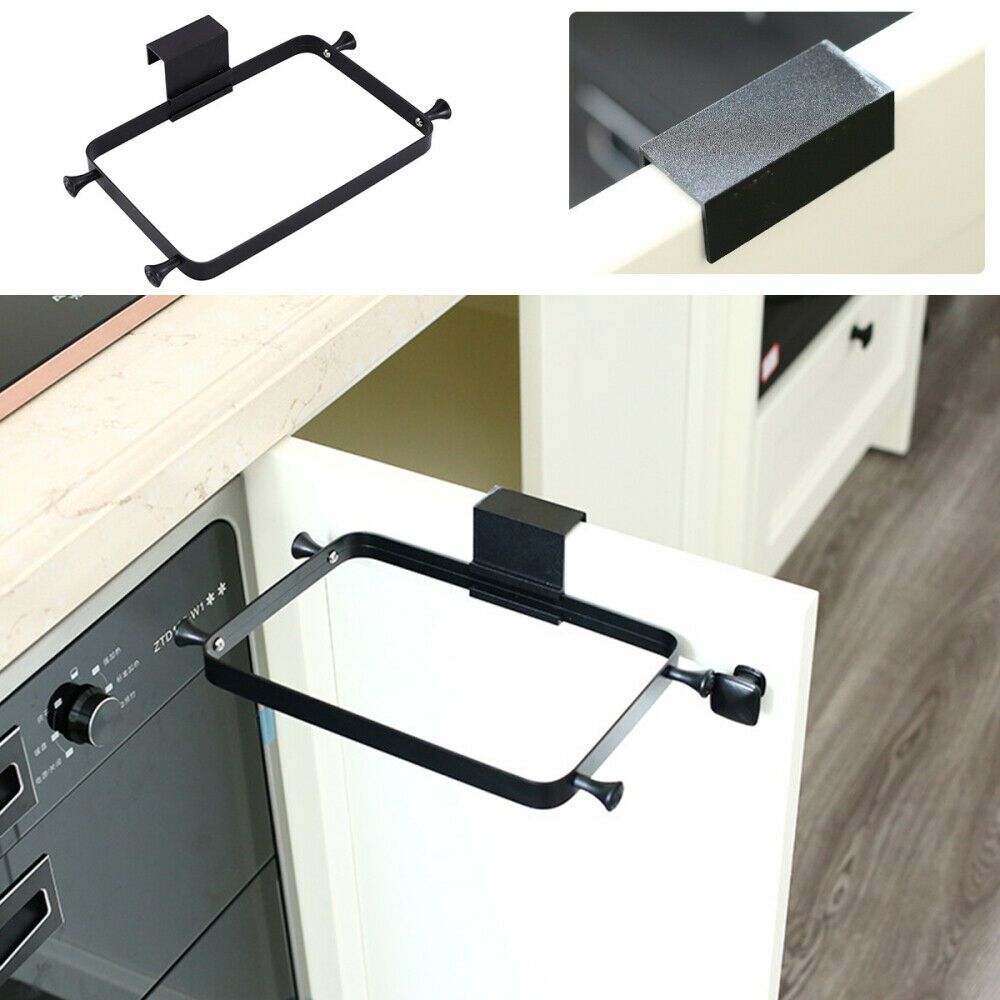 Trash Can Over the Cabinet Plastic Bag Holder Kitchen Garbage Rack Aluminum