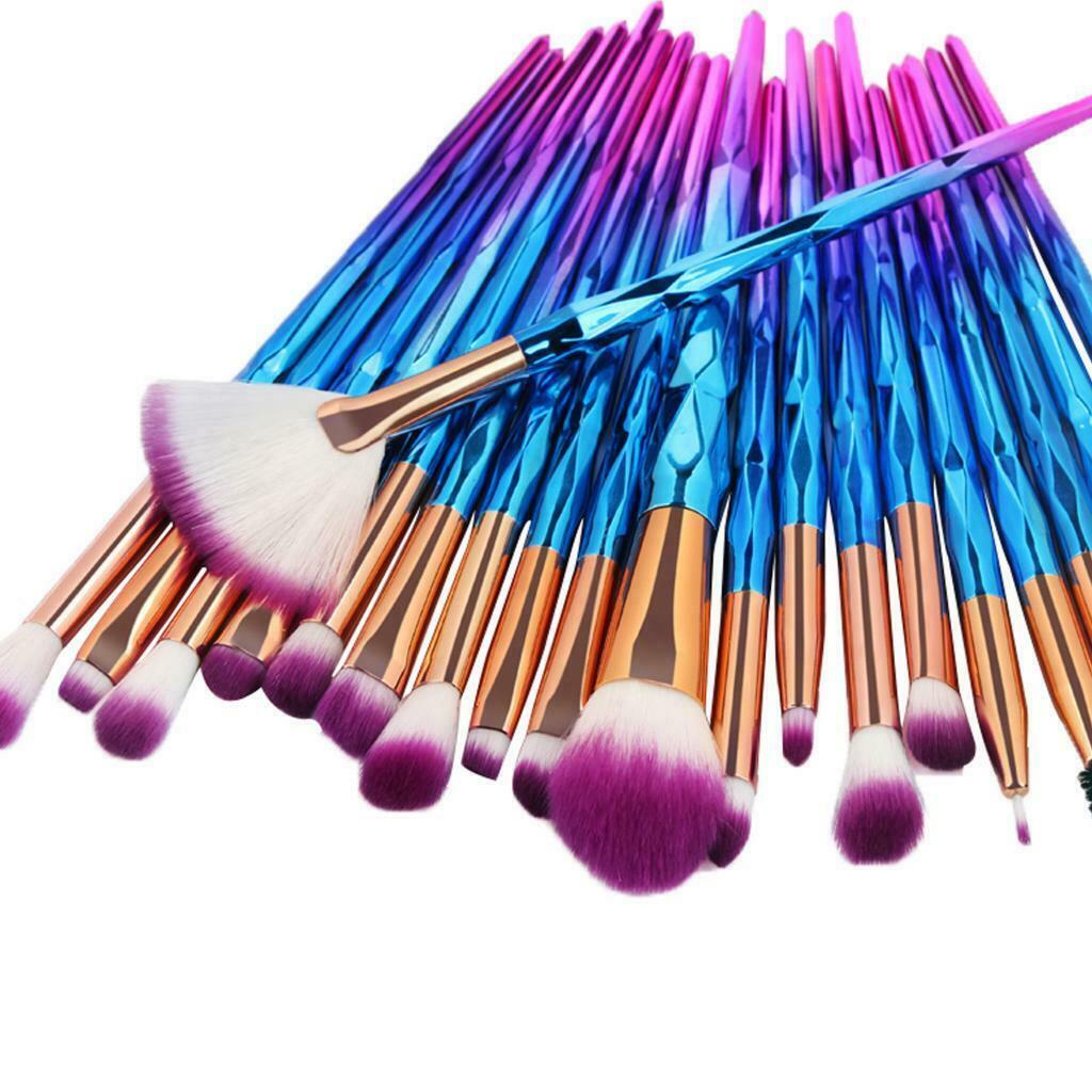 20Pcs Unicorn Eye Brush Set Kit Cosmetic Brushes Diamond purple,as described