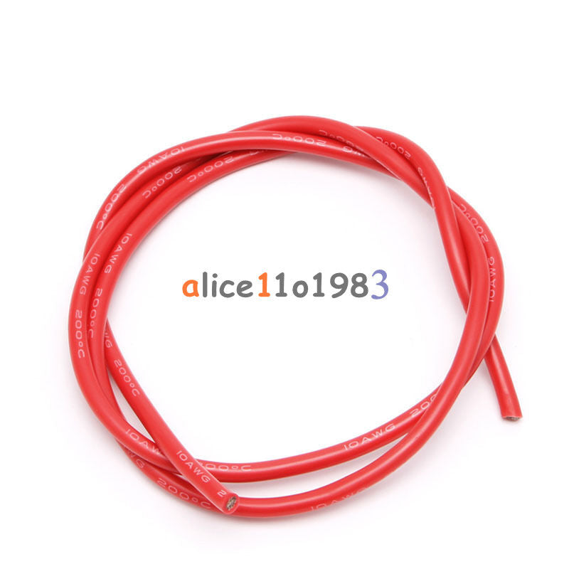 10 AWG Gauge Wire Flexible Copper Stranded Cables For RC Black Red