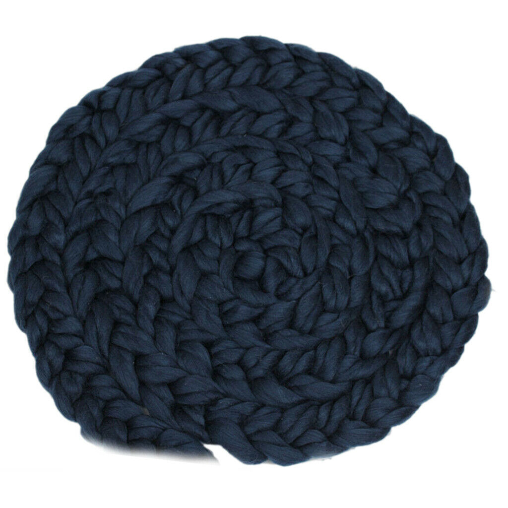 Newborn Roving Braid Wool Spinning Fiber Rugs Photography Props Blue
