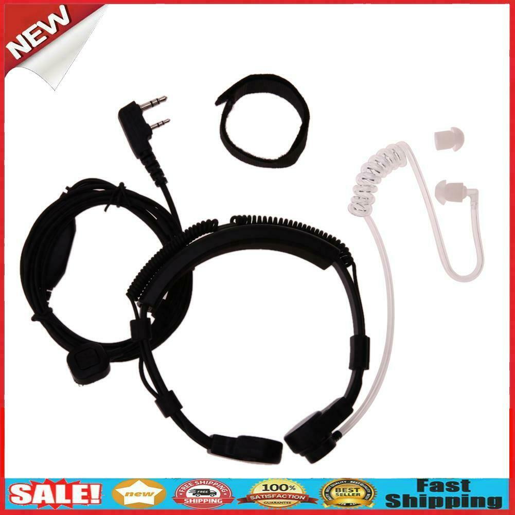 2 Pin Covert Acoustic Tube Earpiece Headset PTT Throat MIC for Baofeng UV5R @