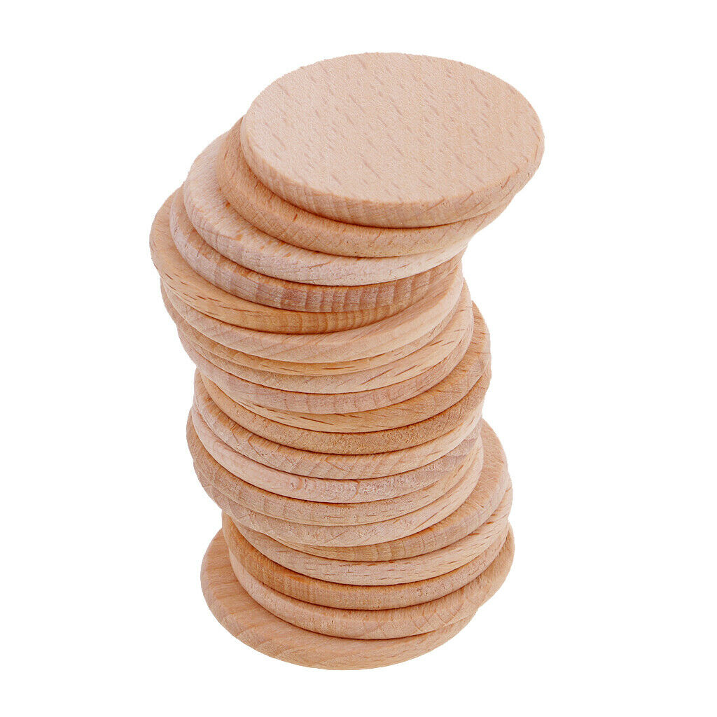 20set Round Wooden Slices Natural Wood DIY Wood Pieces Working Discs 36mm