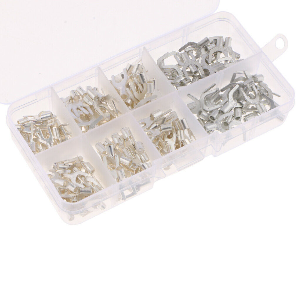 240PCS Non-Insulated Ring U-type Female Terminals Cable Wire Connector Kit