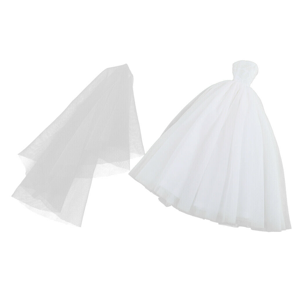 Luxury Wedding Dress Layer  Strapless A-line Bridal Gowns Veil  For 1/6