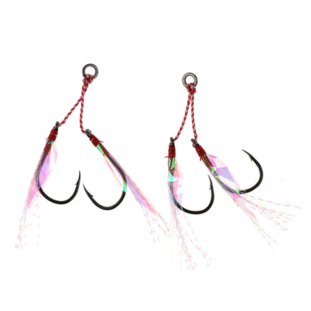 2Pcs Fishing Assist Hooks Carbon Steel Jigging Assist Fishing Hooks 16