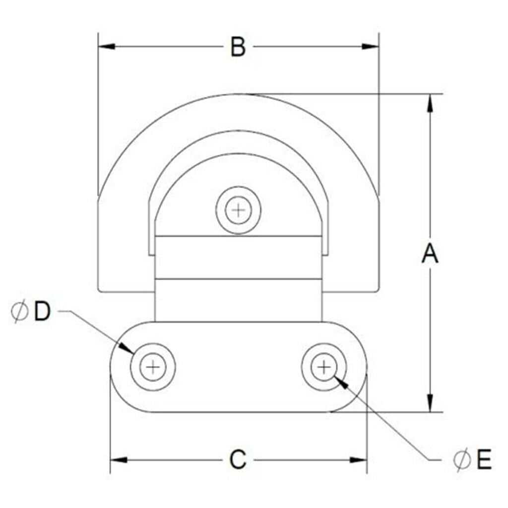 316 Stainless Steel Marine Boat Folding Pad Eye, 1.8" Wide 5/16" Ring
